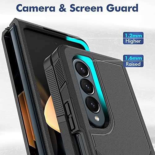 Wogroo Galaxy Z Fold 4 Carcasă, Samsung Z Fold 4, carcasă, rezistentă la șocuri, puternică și durabilă a telefonului de protecție pentru Samsung Galaxy Z Fold 4 5G, Negru