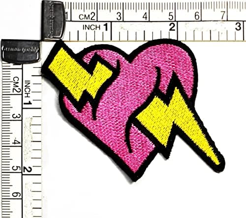 Kleenplus 3 buc. Inima brodate fier pe coase pe Patch moda arte roz fulger inima Cartoon autocolant patch-uri pentru costum