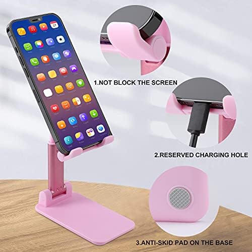 Săgeți multicolore Stand pentru telefonul mobil pentru birou, unghiul de suport pentru telefon, unghiul de înălțime, reglabil roz în stil roz