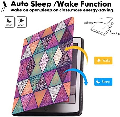 Carcasă Stamedazm pentru noul iPad 10.2 8th Gen/7th Gen, iPad Air 10.5 2019/Pro 10.5 2017 - Stand reglabil autovehicul auto/Sleep Smart Case, Flori geometrice Mandala