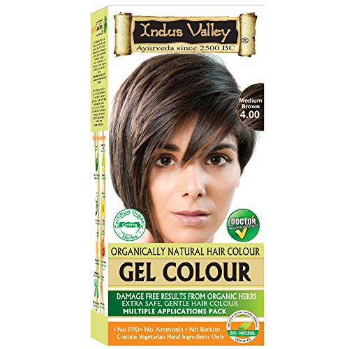 Indus Valley Natural Organic Damage Free Permanent gel Culoarea părului, fără amoniac, Vegan, fără cruzime, până la acoperire