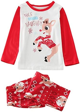 DIYAGO Crăciun familie Pijamale potrivire seturi cu animale de companie, potrivire Maneca lunga tricou și pantaloni cămașă de noapte PJ Sleepwear Set