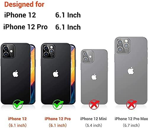 Supbec proiectat pentru carcasă iPhone 12, carcasă iPhone 12 Pro, carcasă de portofel cu suport pentru carduri și protector de ecran [x2], copertă de protecție de protecție siliconică, carcasă, carcasă pentru iPhone 12/12 Pro, 6.1 '', negru