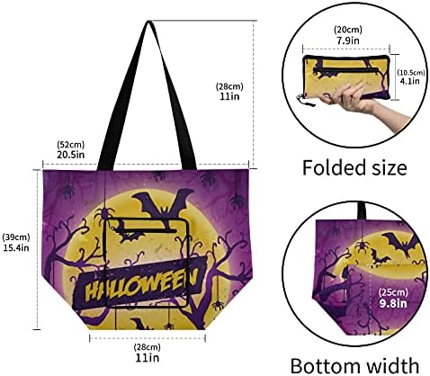 Happy Halloween Bats Trees păianjeni pentru umăr pliabil geantă reutilizabilă geantă alimentară reutilizabilă școlar greută