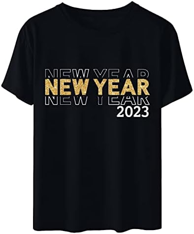 Anul Nou fericit 2023 Trimiteri cu scrisoare amuzante de vară gât cu mânecă scurtă tricoturi de bază tricouri libere casual bluză tricou