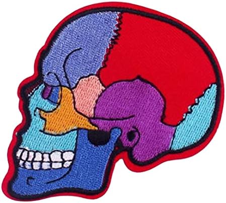 Patchuri brodate cu craniu colorat pentru îmbrăcăminte Moturi de schelet Patch brodat Patch osul de craniu brodat