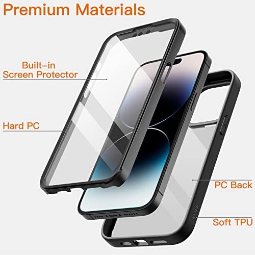 Carcasă jetech pentru iPhone 14 Pro Max 6,7-inch cu protector de ecran încorporat anti-zgârietură, 360 de grade complete pentru