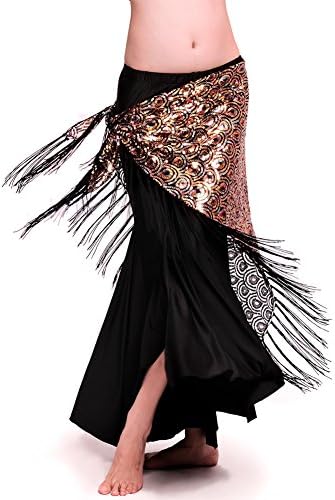 Royal Smeela Belly Dance Hip Eșarfă Sequin Tassel Triunghi Bellydance Eșarfe de șold Wrap Fustă Dansatoare Tribale Costume