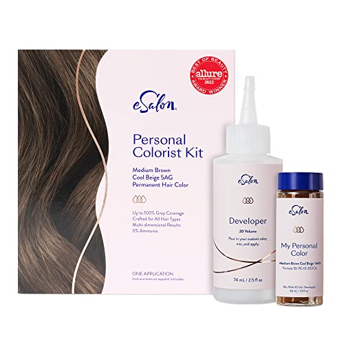 esalon Permanent Hair Color & Hair Dye Kit complet-Blond închis - Kit personal Colorist pentru o acoperire de până la gri pentru toate tipurile de păr - vopsea de păr fără amoniac de calitate profesională
