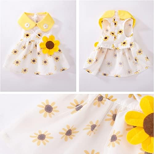 Rochie de câini rochii de cățeluș moale, respirabil, elegantă, dantelă, dantelă florală, cu floarea -soarelui pentru câine