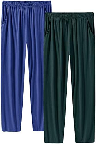 Pantaloni de pijama modale pentru bărbați Jinshi 2 pachet pantaloni cu funduri lungi ușoare cu tracțiune de buzunar