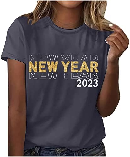 An Nou Fericit 2023 Funny Letter Print Topuri Vara Echipajul Gât Mânecă Scurtă De Bază Tee Shirt Loose Casual Tricou Bluza