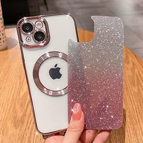 Hyuekoko compatibil cu iPhone 13 Magnetic Gardient Glitter Carcasă, placând Bling Cute Carcasă cu Magsafe pentru Femei Femei
