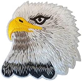 Compatibil cu Patch Eagle White Bronidered Applique Fier pe Sew on Emblem pentru Sport Outdoor 2 PC -uri