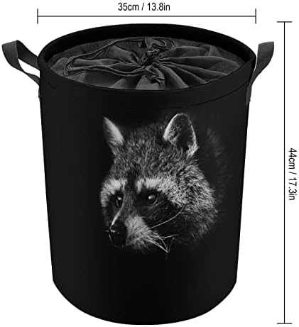 Noir Crook Raccoon rotund spălătorie sac impermeabil stocare împiedică cu cordon capac și mâner