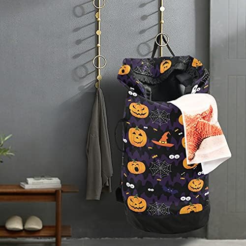Halloween dovleac pânză de păianjen sac de rufe cu bretele spălătorie rucsac sac cordon închiderea agățat împiedică pentru
