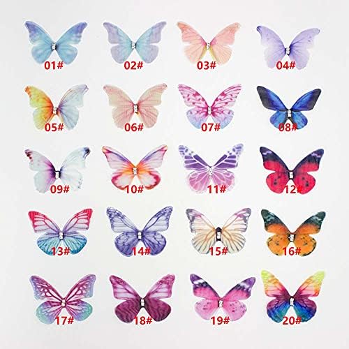 20pcs 3D Butterfly Applique, Fluture de șifon Fluture pe patch -uri brodate Patch Applique Repair, fier pe petele pentru îmbrăcăminte