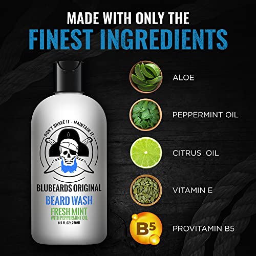 Bluebeards original Fresh Mint Beard Wash pentru bărbați, 8,5 oz. - Spălare naturală pentru barbă și cremă hidratantă pentru